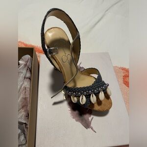 Jessica Simpson Gray Braided Women's Sandals with Shell Accents